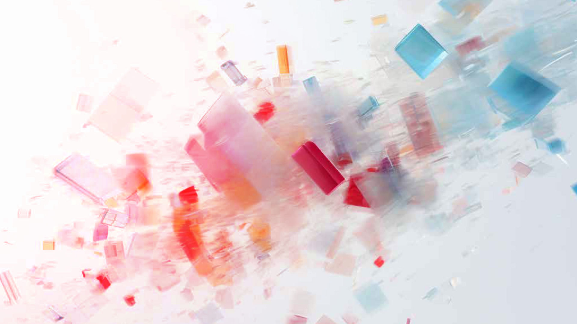 Bunte Kunststoffartikel auf weißem Grund
